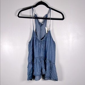 Lovestitch Denim Blue Sleeveless Women's Top size S